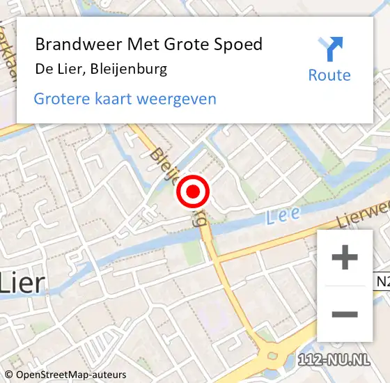 Locatie op kaart van de 112 melding: Brandweer Met Grote Spoed Naar De Lier, Bleijenburg op 18 februari 2024 15:09