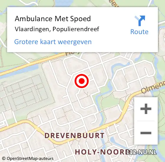 Locatie op kaart van de 112 melding: Ambulance Met Spoed Naar Vlaardingen, Populierendreef op 18 februari 2024 15:23