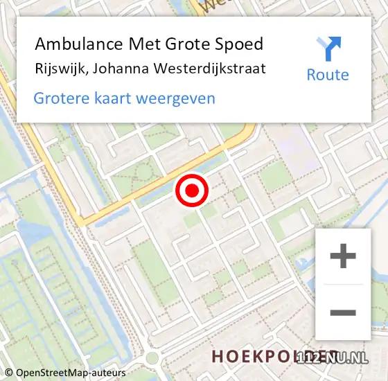 Locatie op kaart van de 112 melding: Ambulance Met Grote Spoed Naar Rijswijk, Johanna Westerdijkstraat op 18 februari 2024 15:25
