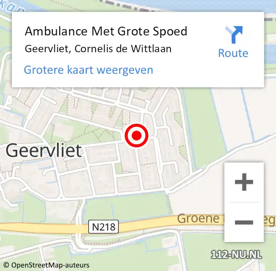 Locatie op kaart van de 112 melding: Ambulance Met Grote Spoed Naar Geervliet, Cornelis de Wittlaan op 18 februari 2024 15:35