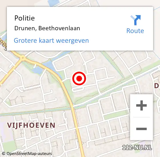 Locatie op kaart van de 112 melding: Politie Drunen, Beethovenlaan op 18 februari 2024 15:35