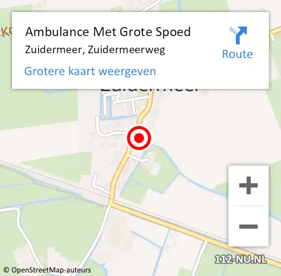 Locatie op kaart van de 112 melding: Ambulance Met Grote Spoed Naar Zuidermeer, Zuidermeerweg op 18 februari 2024 15:46