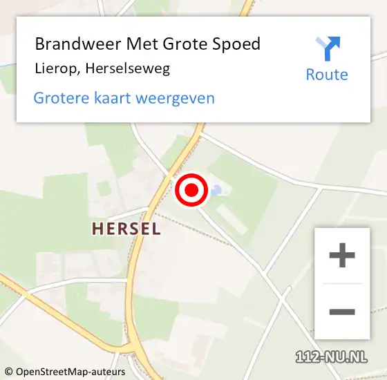 Locatie op kaart van de 112 melding: Brandweer Met Grote Spoed Naar Lierop, Herselseweg op 18 februari 2024 15:51