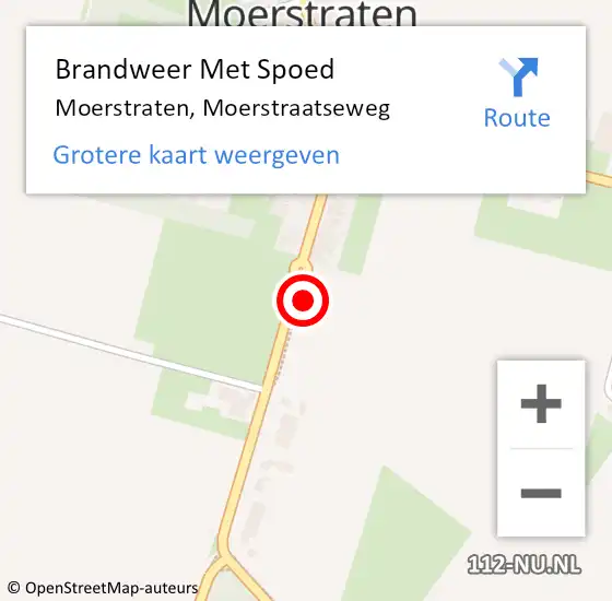 Locatie op kaart van de 112 melding: Brandweer Met Spoed Naar Moerstraten, Moerstraatseweg op 18 februari 2024 16:26