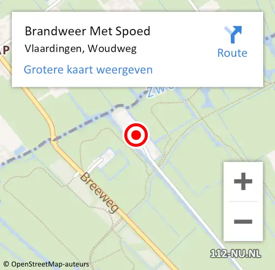 Locatie op kaart van de 112 melding: Brandweer Met Spoed Naar Vlaardingen, Woudweg op 18 februari 2024 16:39