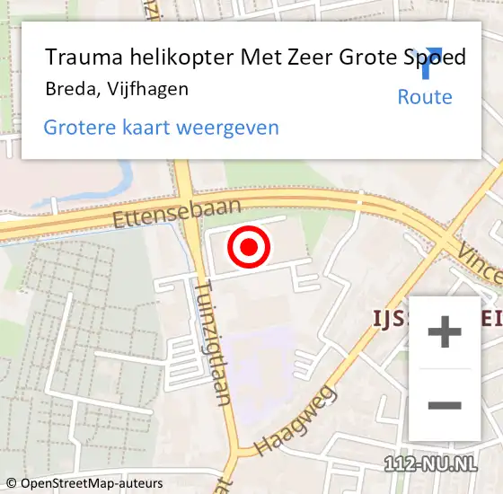 Locatie op kaart van de 112 melding: Trauma helikopter Met Zeer Grote Spoed Naar Breda, Vijfhagen op 18 februari 2024 16:47