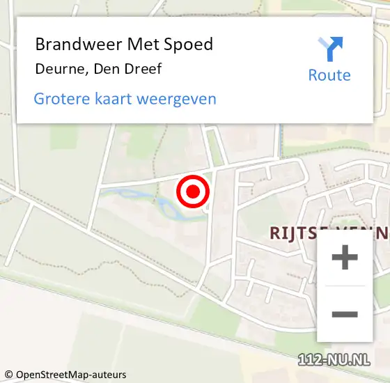 Locatie op kaart van de 112 melding: Brandweer Met Spoed Naar Deurne, Den Dreef op 18 februari 2024 17:07