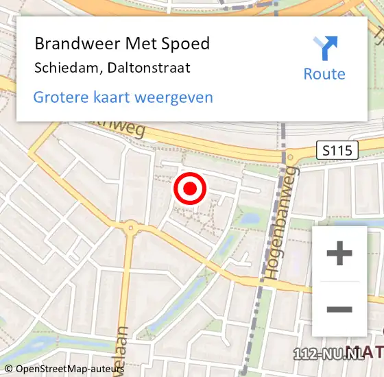 Locatie op kaart van de 112 melding: Brandweer Met Spoed Naar Schiedam, Daltonstraat op 18 februari 2024 17:32