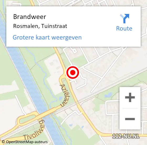 Locatie op kaart van de 112 melding: Brandweer Rosmalen, Tuinstraat op 26 september 2014 11:37