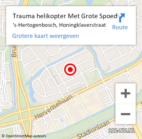 Locatie op kaart van de 112 melding: Trauma helikopter Met Grote Spoed Naar 's-Hertogenbosch, Honingklaverstraat op 18 februari 2024 18:12