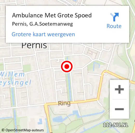 Locatie op kaart van de 112 melding: Ambulance Met Grote Spoed Naar Pernis, G.A.Soetemanweg op 18 februari 2024 18:16