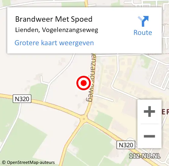 Locatie op kaart van de 112 melding: Brandweer Met Spoed Naar Lienden, Vogelenzangseweg op 18 februari 2024 18:27