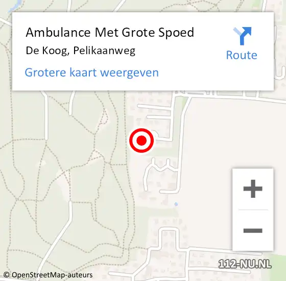 Locatie op kaart van de 112 melding: Ambulance Met Grote Spoed Naar De Koog, Pelikaanweg op 18 februari 2024 18:50