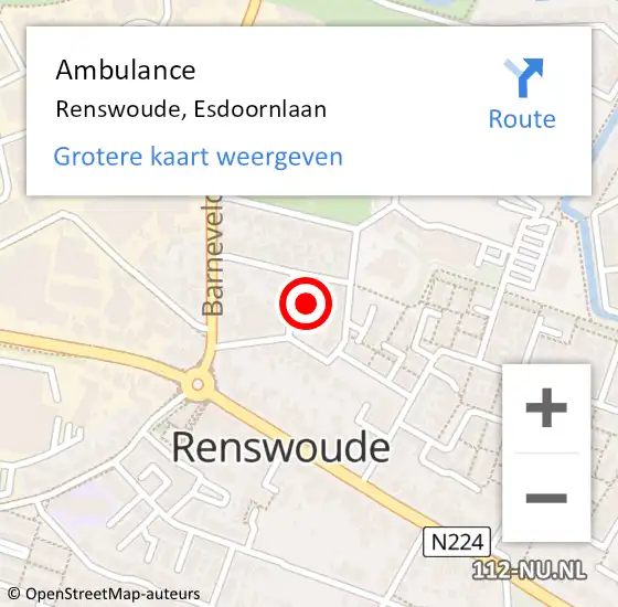 Locatie op kaart van de 112 melding: Ambulance Renswoude, Esdoornlaan op 26 september 2014 11:46