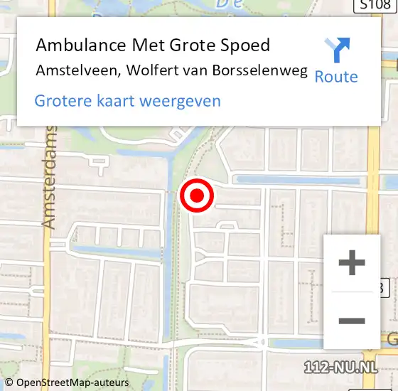 Locatie op kaart van de 112 melding: Ambulance Met Grote Spoed Naar Amstelveen, Wolfert van Borsselenweg op 18 februari 2024 19:02