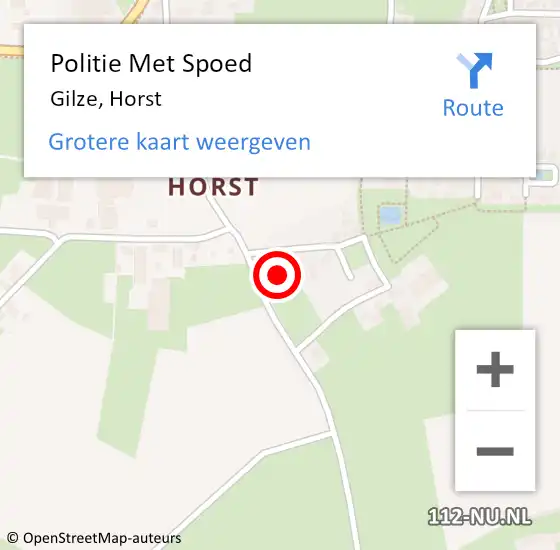 Locatie op kaart van de 112 melding: Politie Met Spoed Naar Gilze, Horst op 18 februari 2024 19:30