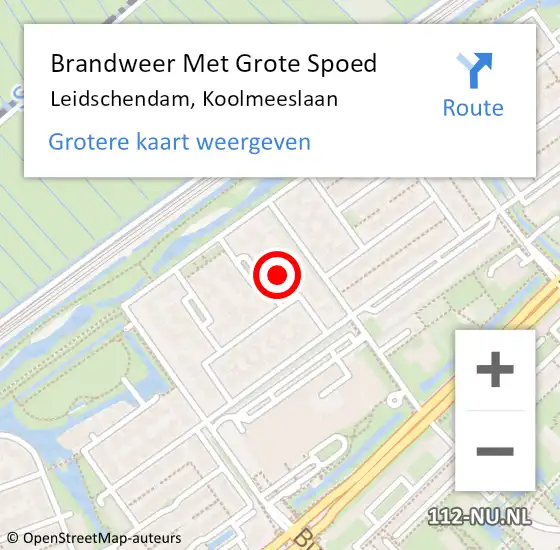 Locatie op kaart van de 112 melding: Brandweer Met Grote Spoed Naar Leidschendam, Koolmeeslaan op 18 februari 2024 19:30