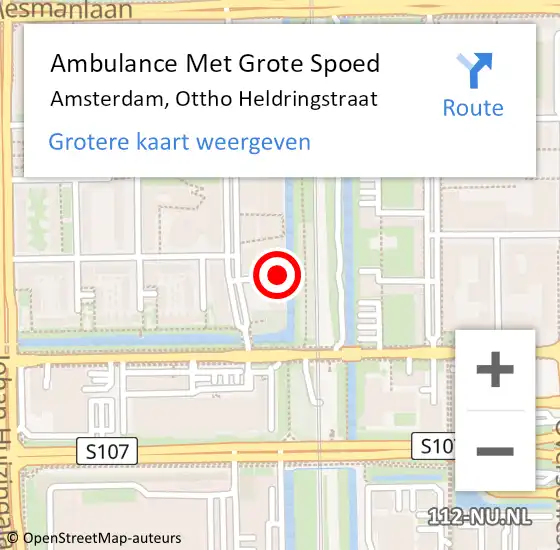 Locatie op kaart van de 112 melding: Ambulance Met Grote Spoed Naar Amsterdam, Ottho Heldringstraat op 18 februari 2024 19:32