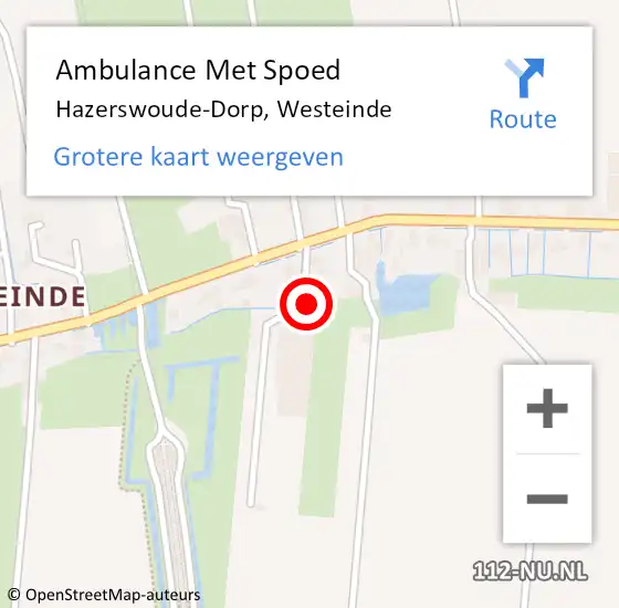 Locatie op kaart van de 112 melding: Ambulance Met Spoed Naar Hazerswoude-Dorp, Westeinde op 18 februari 2024 20:12