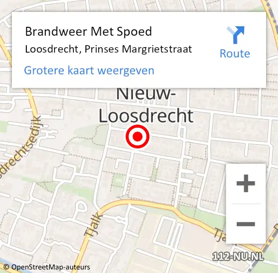 Locatie op kaart van de 112 melding: Brandweer Met Spoed Naar Loosdrecht, Prinses Margrietstraat op 18 februari 2024 20:12