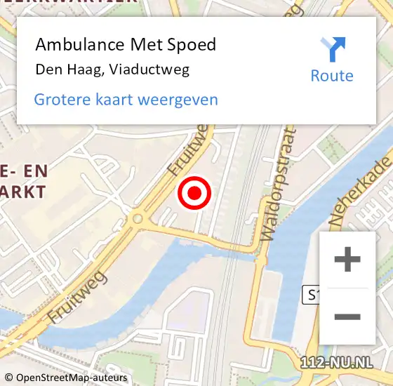Locatie op kaart van de 112 melding: Ambulance Met Spoed Naar Den Haag, Viaductweg op 18 februari 2024 20:14