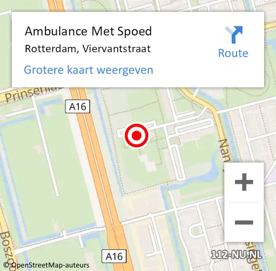 Locatie op kaart van de 112 melding: Ambulance Met Spoed Naar Rotterdam, Viervantstraat op 18 februari 2024 20:16