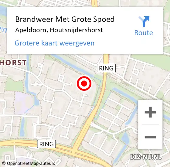 Locatie op kaart van de 112 melding: Brandweer Met Grote Spoed Naar Apeldoorn, Houtsnijdershorst op 18 februari 2024 20:21