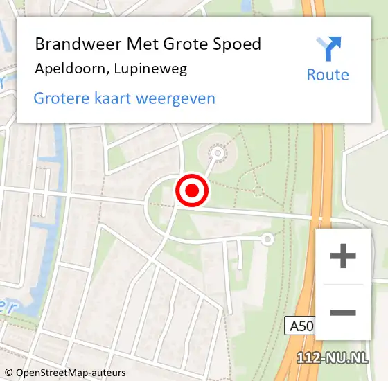 Locatie op kaart van de 112 melding: Brandweer Met Grote Spoed Naar Apeldoorn, Lupineweg op 18 februari 2024 20:22