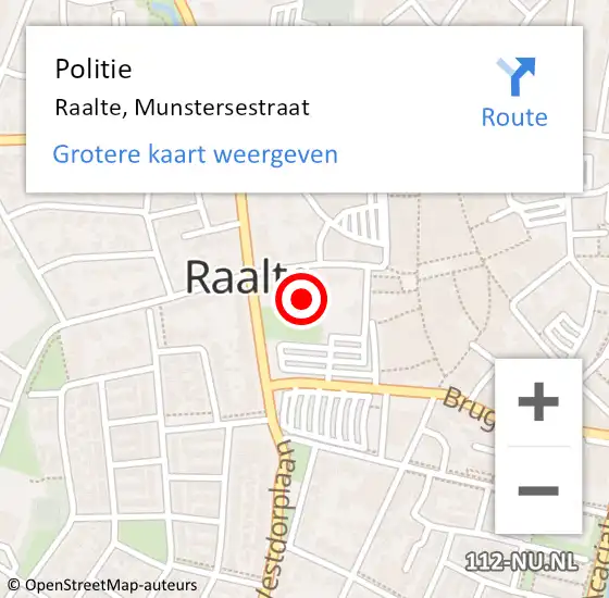 Locatie op kaart van de 112 melding: Politie Raalte, Munstersestraat op 18 februari 2024 20:51