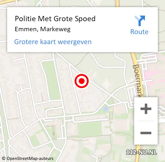 Locatie op kaart van de 112 melding: Politie Met Grote Spoed Naar Emmen, Markeweg op 18 februari 2024 21:07