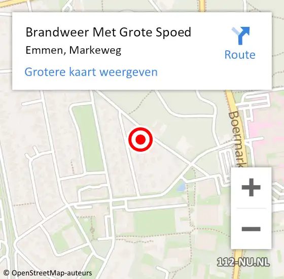 Locatie op kaart van de 112 melding: Brandweer Met Grote Spoed Naar Emmen, Markeweg op 18 februari 2024 21:07