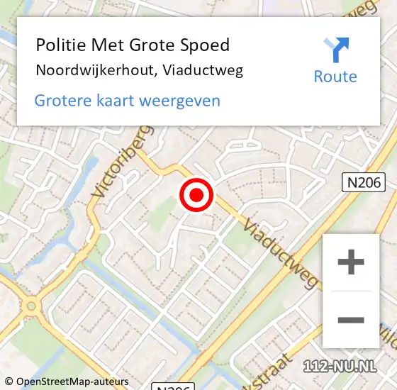 Locatie op kaart van de 112 melding: Politie Met Grote Spoed Naar Noordwijkerhout, Viaductweg op 18 februari 2024 21:28