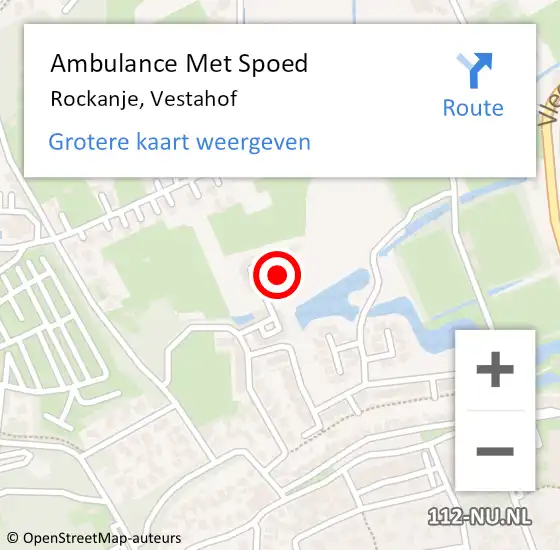 Locatie op kaart van de 112 melding: Ambulance Met Spoed Naar Rockanje, Vestahof op 18 februari 2024 21:55