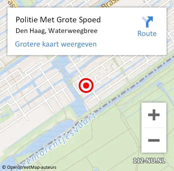 Locatie op kaart van de 112 melding: Politie Met Grote Spoed Naar Den Haag, Waterweegbree op 18 februari 2024 21:56