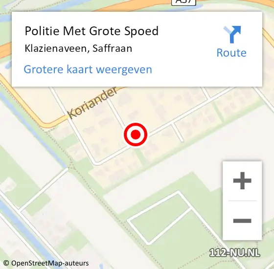 Locatie op kaart van de 112 melding: Politie Met Grote Spoed Naar Klazienaveen, Saffraan op 18 februari 2024 22:00