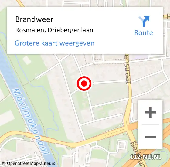 Locatie op kaart van de 112 melding: Brandweer Rosmalen, Driebergenlaan op 26 september 2014 12:03