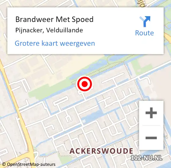 Locatie op kaart van de 112 melding: Brandweer Met Spoed Naar Pijnacker, Velduillande op 18 februari 2024 23:08