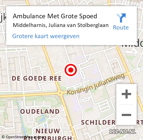 Locatie op kaart van de 112 melding: Ambulance Met Grote Spoed Naar Middelharnis, Juliana van Stolberglaan op 18 februari 2024 23:12