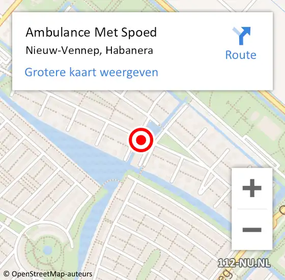 Locatie op kaart van de 112 melding: Ambulance Met Spoed Naar Nieuw-Vennep, Habanera op 19 februari 2024 00:20
