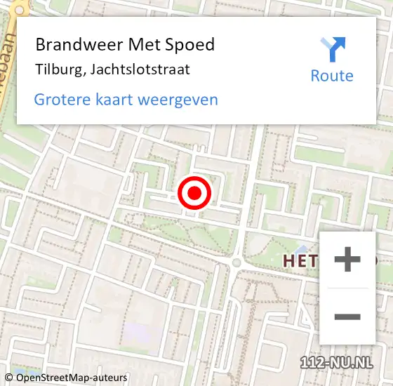 Locatie op kaart van de 112 melding: Brandweer Met Spoed Naar Tilburg, Jachtslotstraat op 19 februari 2024 00:30