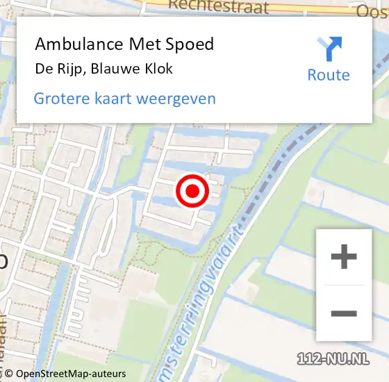 Locatie op kaart van de 112 melding: Ambulance Met Spoed Naar De Rijp, Blauwe Klok op 19 februari 2024 01:04
