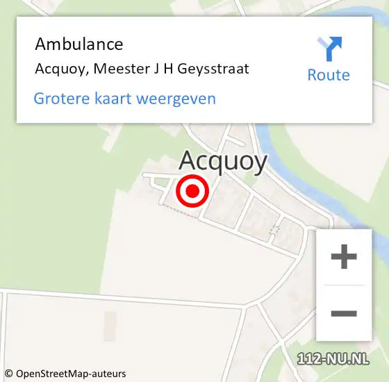 Locatie op kaart van de 112 melding: Ambulance Acquoy, Meester J H Geysstraat op 26 september 2014 12:09