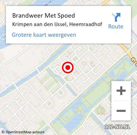 Locatie op kaart van de 112 melding: Brandweer Met Spoed Naar Krimpen aan den IJssel, Heemraadhof op 19 februari 2024 02:02