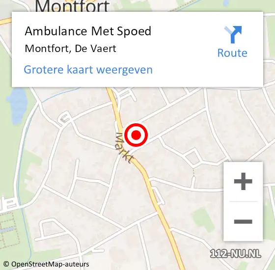 Locatie op kaart van de 112 melding: Ambulance Met Spoed Naar Montfort, De Vaert op 19 februari 2024 02:03