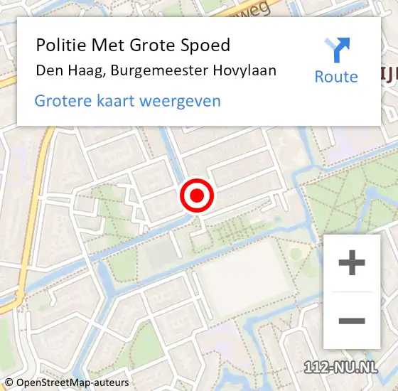 Locatie op kaart van de 112 melding: Politie Met Grote Spoed Naar Den Haag, Burgemeester Hovylaan op 19 februari 2024 02:29