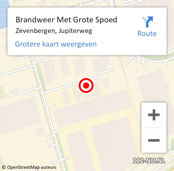 Locatie op kaart van de 112 melding: Brandweer Met Grote Spoed Naar Zevenbergen, Jupiterweg op 19 februari 2024 02:41