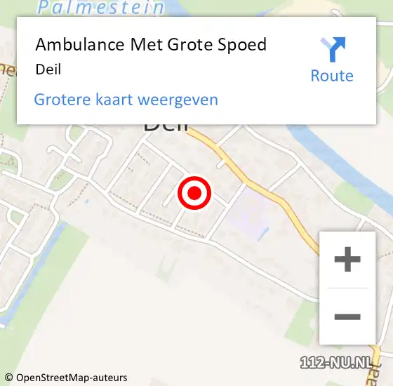 Locatie op kaart van de 112 melding: Ambulance Met Grote Spoed Naar Deil op 19 februari 2024 02:48