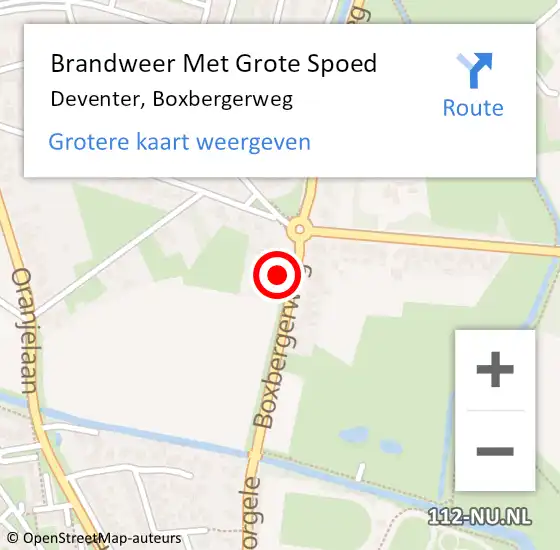 Locatie op kaart van de 112 melding: Brandweer Met Grote Spoed Naar Deventer, Boxbergerweg op 19 februari 2024 02:57