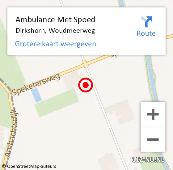 Locatie op kaart van de 112 melding: Ambulance Met Spoed Naar Dirkshorn, Woudmeerweg op 19 februari 2024 04:47