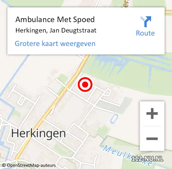 Locatie op kaart van de 112 melding: Ambulance Met Spoed Naar Herkingen, Jan Deugtstraat op 26 september 2014 12:15